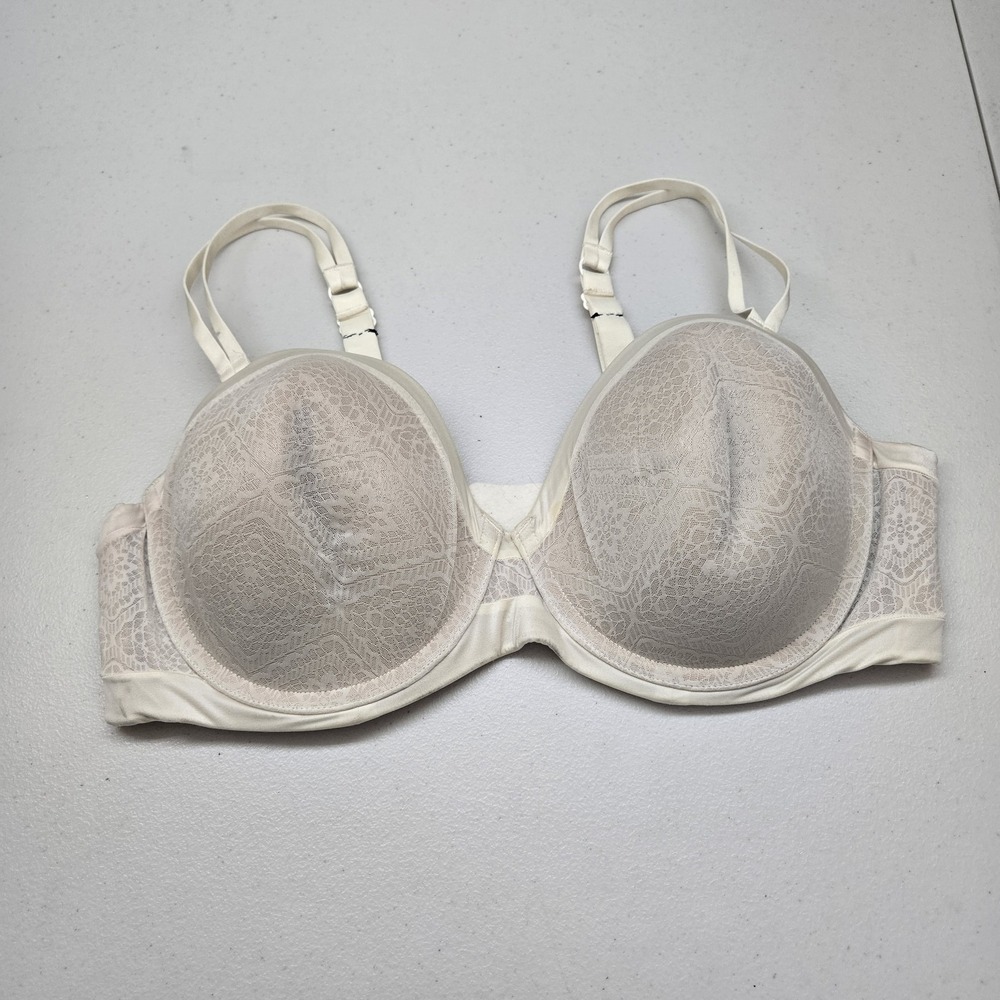 Ambrielle Women‎ Bra 40D Ivory Floral Multiway Strapless Lace Lightly Lined